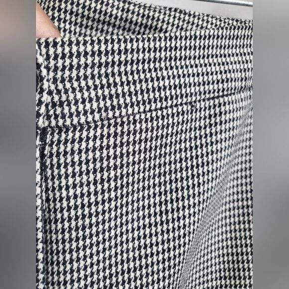 Harvé Benard Micro Houndstooth Black and White Slacks Wool Size 8 Cuff Hem - Picture 6 of 12